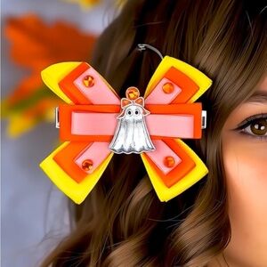 Orange and Yellow Ghost Hair Bow